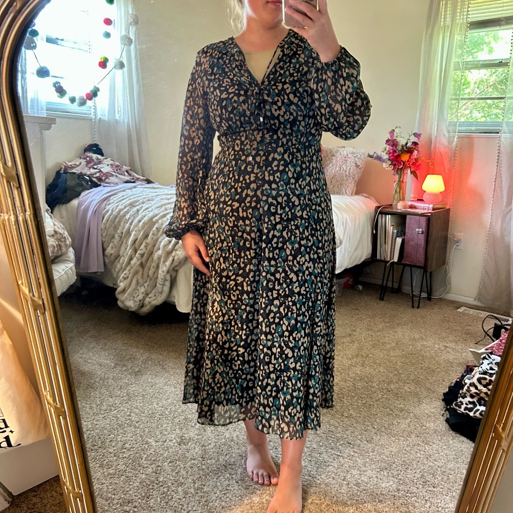 Navy Leopard Dress